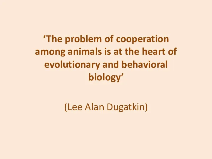 ‘The problem of cooperation among animals is at the heart of