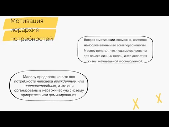 Мотивация: иерархия потребностей Маслоу предположил, что все потребности человека врожденные, или