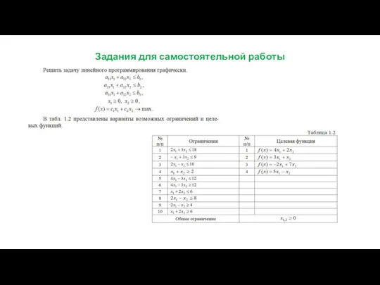 Задания для самостоятельной работы