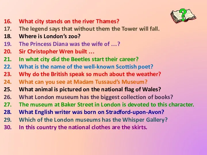 What city stands on the river Thames? The legend says that