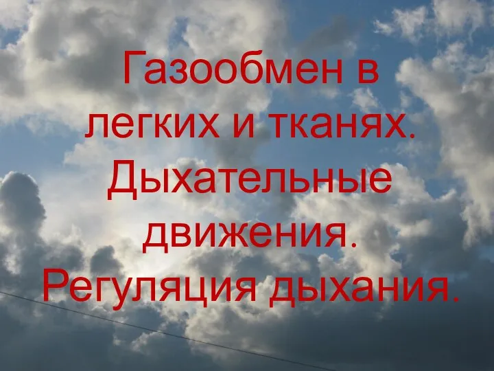 Газообмен в легких и тканях. Дыхательные движения. Регуляция дыхания.