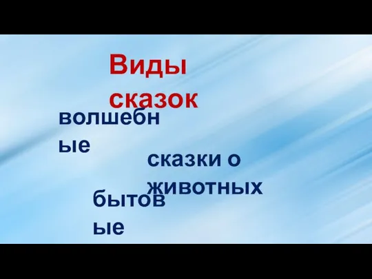 Виды сказок волшебные бытовые сказки о животных