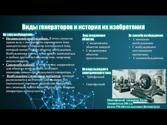 Виды генераторов и история их изобретения По способу возбуждения: С внешним