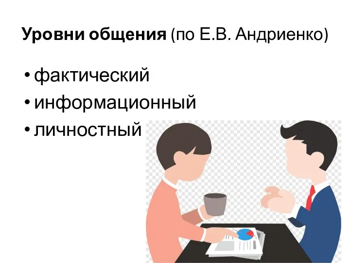 Уровни общения (по Е.В. Андриенко) фактический информационный личностный