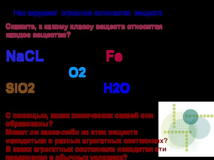 Нас окружает огромное количество веществ. Скажите, к какому классу веществ относится