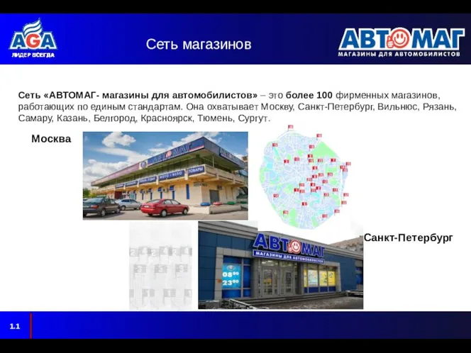 Сеть магазинов 1.1 Сеть «АВТОМАГ- магазины для автомобилистов» – это более