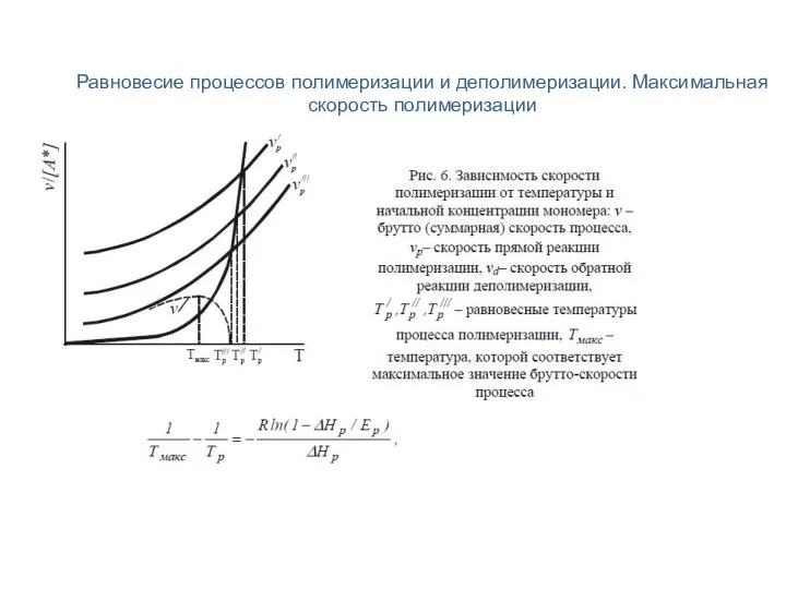 Равновесие процессов полимеризации и деполимеризации. Максимальная скорость полимеризации