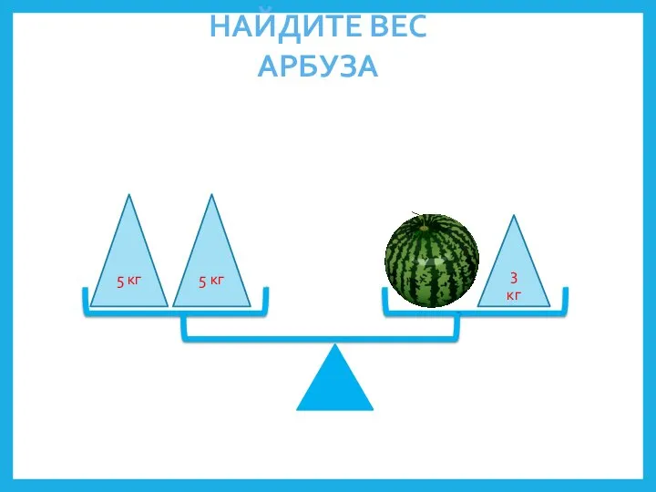 5 кг 5 кг 3 кг НАЙДИТЕ ВЕС АРБУЗА