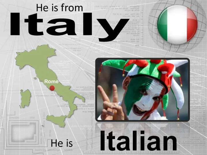 Italy Italian He is from He is