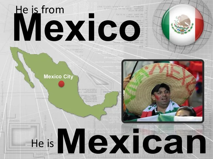 Mexico Mexican He is from He is