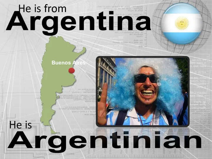 Argentina Argentinian He is from He is