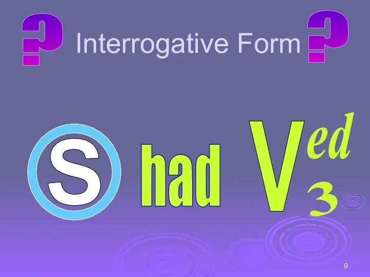 Interrogative Form had V ed 3 ? ? S