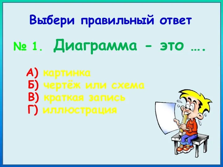 Выбери правильный ответ № 1. Диаграмма - это …. А) картинка