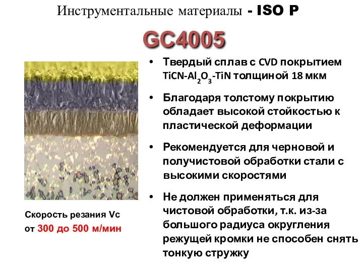 Твердый сплав с CVD покрытием TiCN-Al2O3-TiN толщиной 18 мкм Благодаря толстому