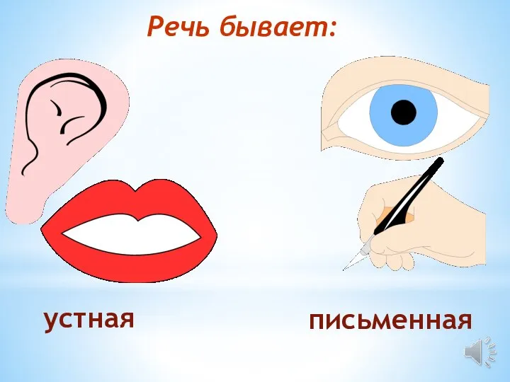 Речь бывает: устная письменная