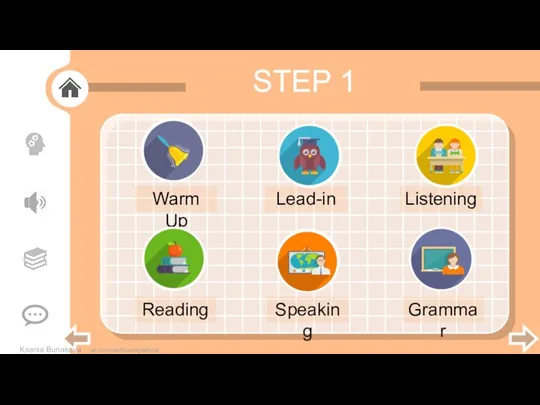 STEP 1 Warm Up Lead-in Listening Reading Speaking Grammar Ksenia Bunakova vk.com/rainbowenglishzlat