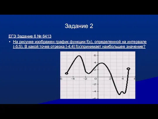 Задание 2 ЕГЭ Задание 6 № 6413 На рисунке изображен график