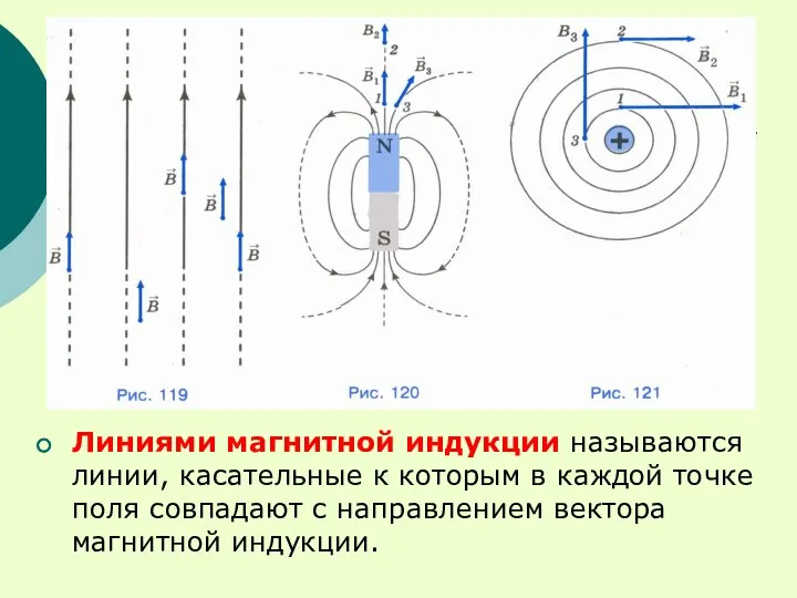 Линиями магнитной индукции называются линии, касательные к которым в каждой точке