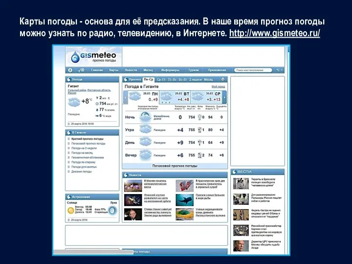 Карты погоды - основа для её предсказания. В наше время прогноз
