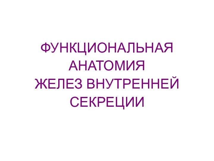 ФУНКЦИОНАЛЬНАЯ АНАТОМИЯ ЖЕЛЕЗ ВНУТРЕННЕЙ СЕКРЕЦИИ