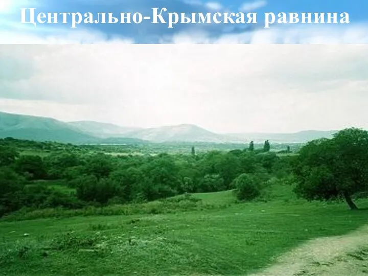 Центрально-Крымская равнина Центрально-Крымская равнина Представляет собой равнину, снижающуюся от предгорий