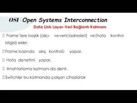 Data Link Layer-Veri Bağlantı Katmanı Frame’lere başlık (alıcı ve verici adresleri)