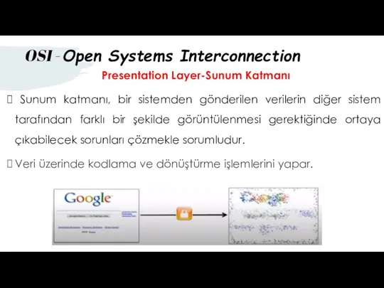 Presentation Layer-Sunum Katmanı Sunum katmanı, bir sistemden gönderilen verilerin diğer sistem