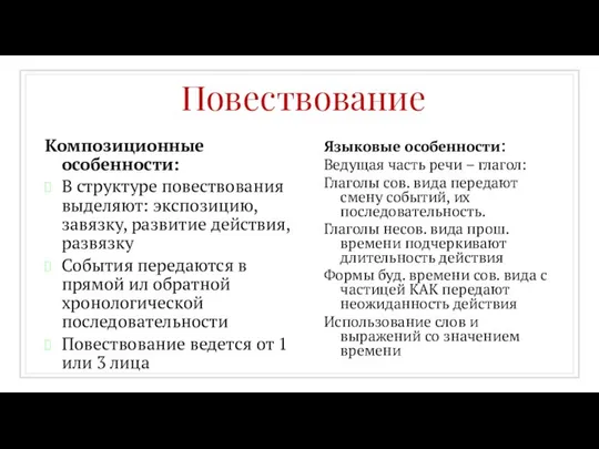 Композиционные особенности: В структуре повествования выделяют: экспозицию, завязку, развитие действия, развязку