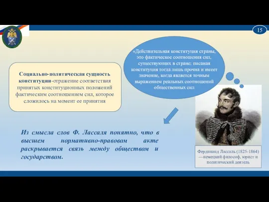 «Действительная конституция страны, это фактическое соотношения сил, существующих в стране; писаная