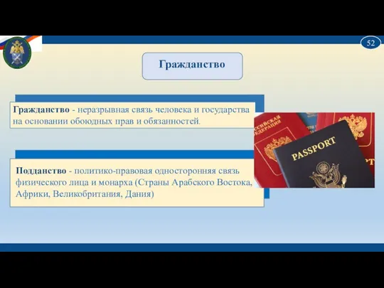 Гражданство Гражданство - неразрывная связь человека и государства на основании обоюдных