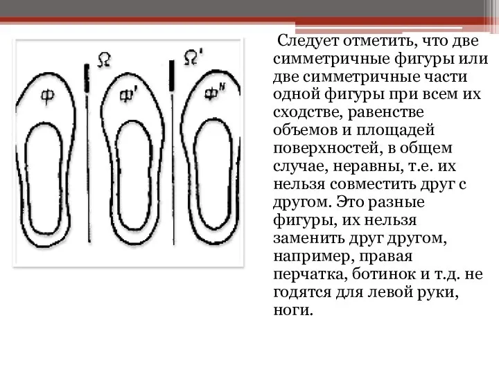 Следует отметить, что две симметричные фигуры или две симметричные части одной