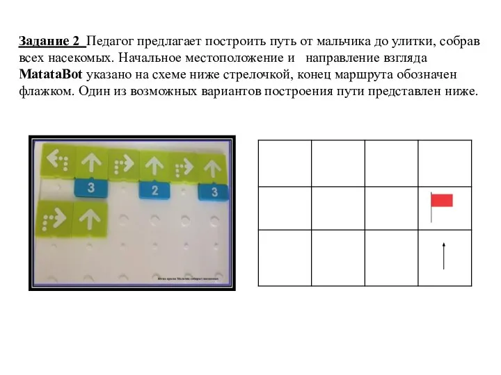 Задание 2 Педагог предлагает построить путь от мальчика до улитки, собрав