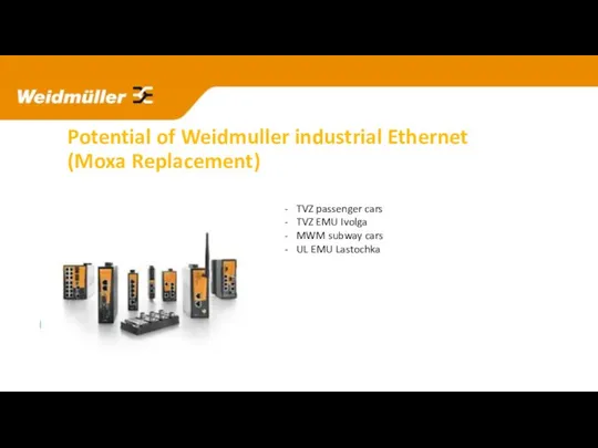 Potential of Weidmuller industrial Ethernet (Moxa Replacement) TVZ passenger cars TVZ