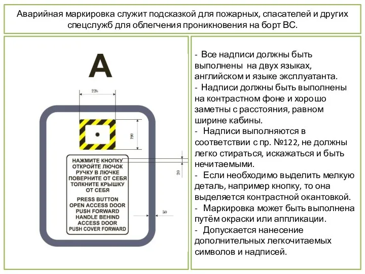 Аварийная маркировка служит подсказкой для пожарных, спасателей и других спецслужб для