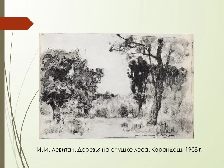 И. И. Левитан. Деревья на опушке леса. Карандаш. 1908 г.