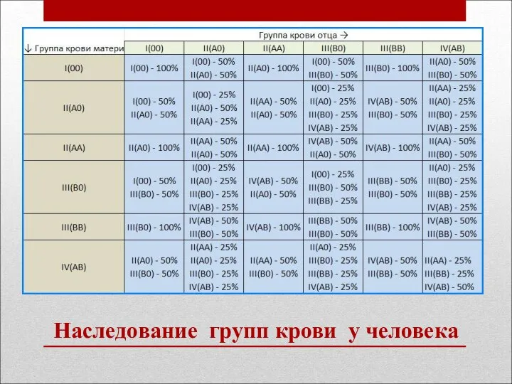 Наследование групп крови у человека