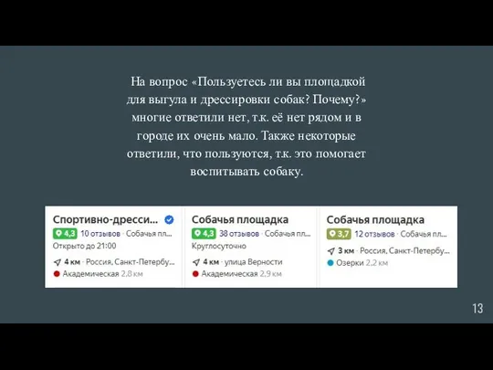 На вопрос «Пользуетесь ли вы площадкой для выгула и дрессировки собак?