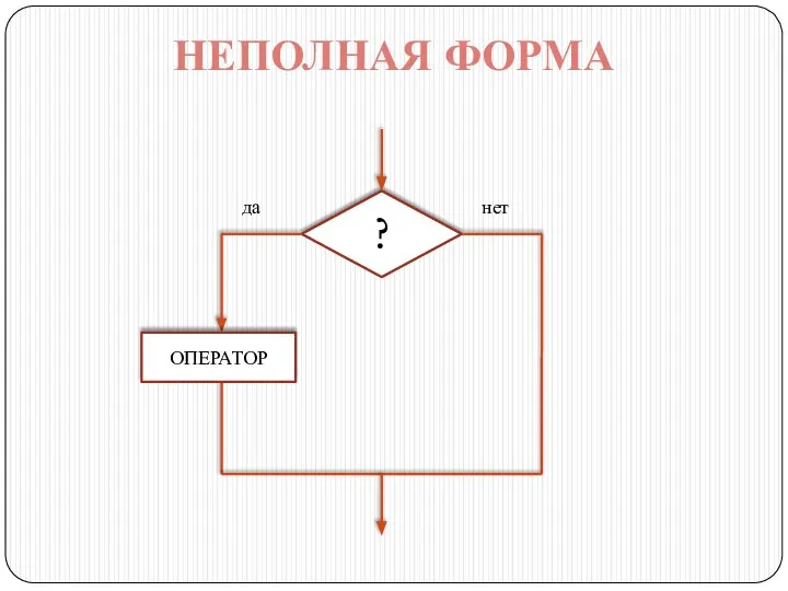 ? ОПЕРАТОР НЕПОЛНАЯ ФОРМА да нет