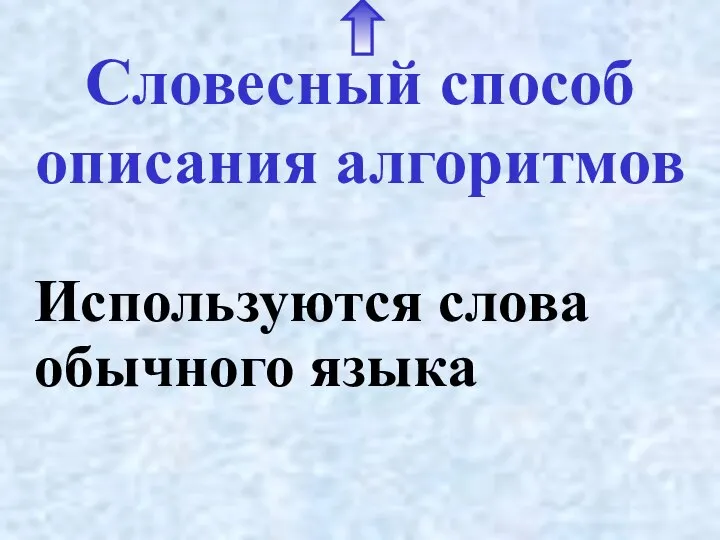 Словесный способ описания алгоритмов Используются слова обычного языка