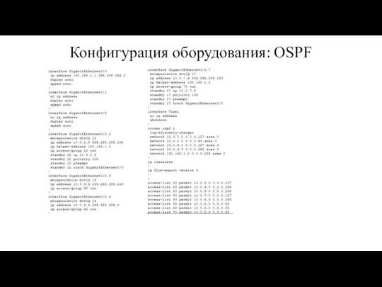 Конфигурация оборудования: OSPF