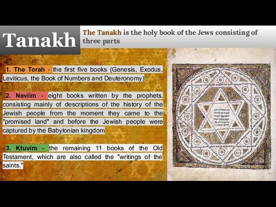Tanakh The Tanakh is the holy book of the Jews consisting