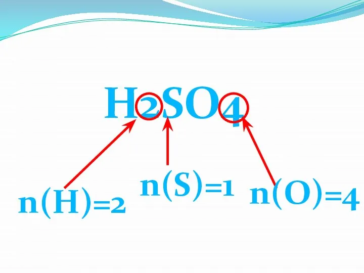 H2SO4 n(H)=2 n(S)=1 n(O)=4