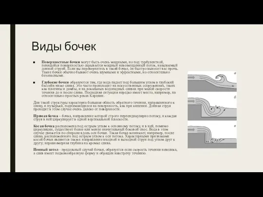 Виды бочек Поверхностные бочки могут быть очень мощными, но под турбулентной,