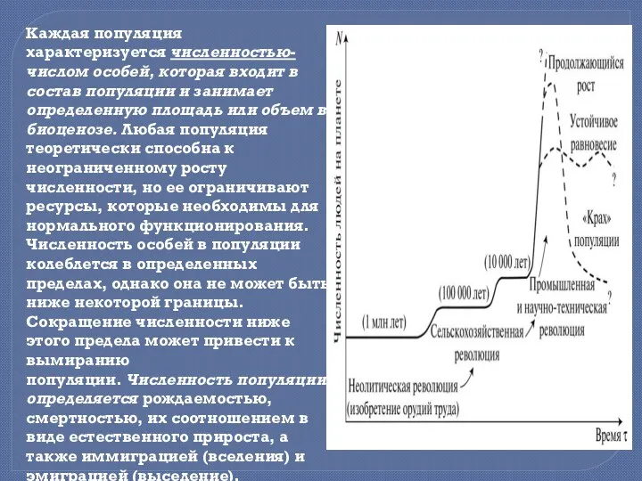 Каждая популяция характеризуется численностью-числом особей, которая входит в состав популяции и