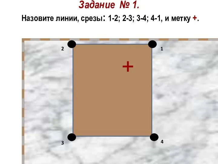 Задание № 1. Назовите линии, срезы: 1-2; 2-3; 3-4; 4-1, и