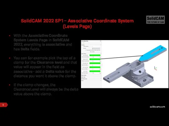 SolidCAM 2022 SP1– Associative Coordinate System (Levels Page) With the Associative