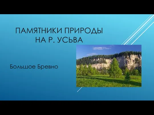 ПАМЯТНИКИ ПРИРОДЫ НА Р. УСЬВА Большое Бревно