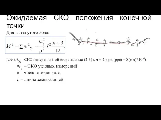 Ожидаемая СКО положения конечной точки Для вытянутого хода: где – СКО