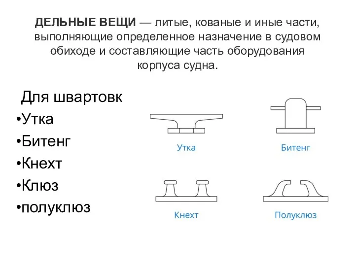 ДЕЛЬНЫЕ ВЕЩИ — литые, кованые и иные части, выполняющие определенное назначение