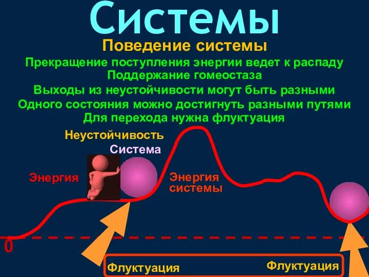 Поведение системы Одного состояния можно достигнуть разными путями Прекращение поступления энергии